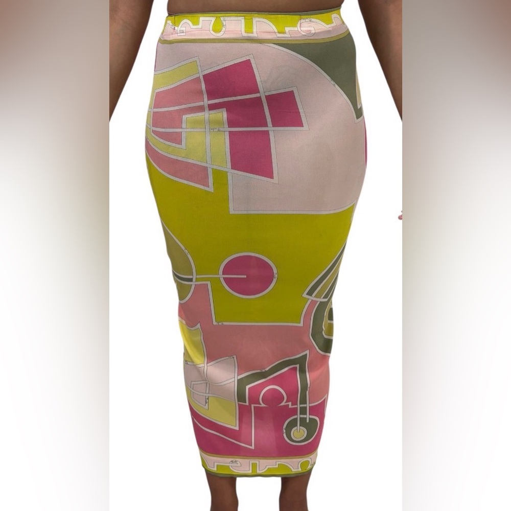 Emilio Pucci Handmade Pink and Green Women's Skirt